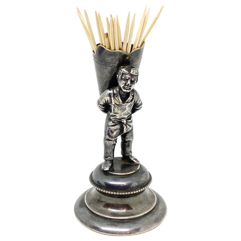 Beautiful Silver Plated Toothpick Holder Figurine Vintage, Austria