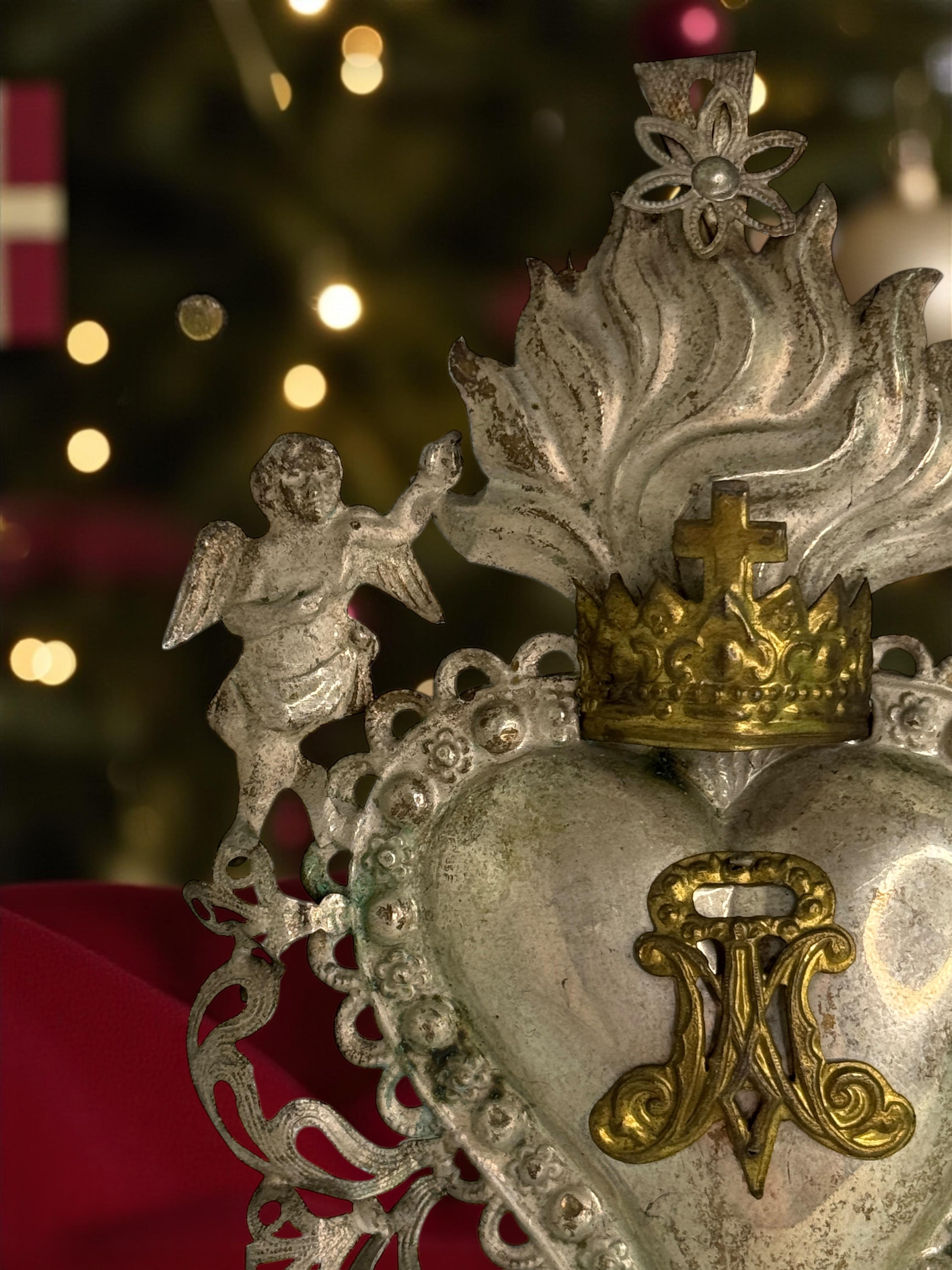 Bellissimo ex voto in argento con angelo cherubino, antico europeo, 1880 in vendita 3