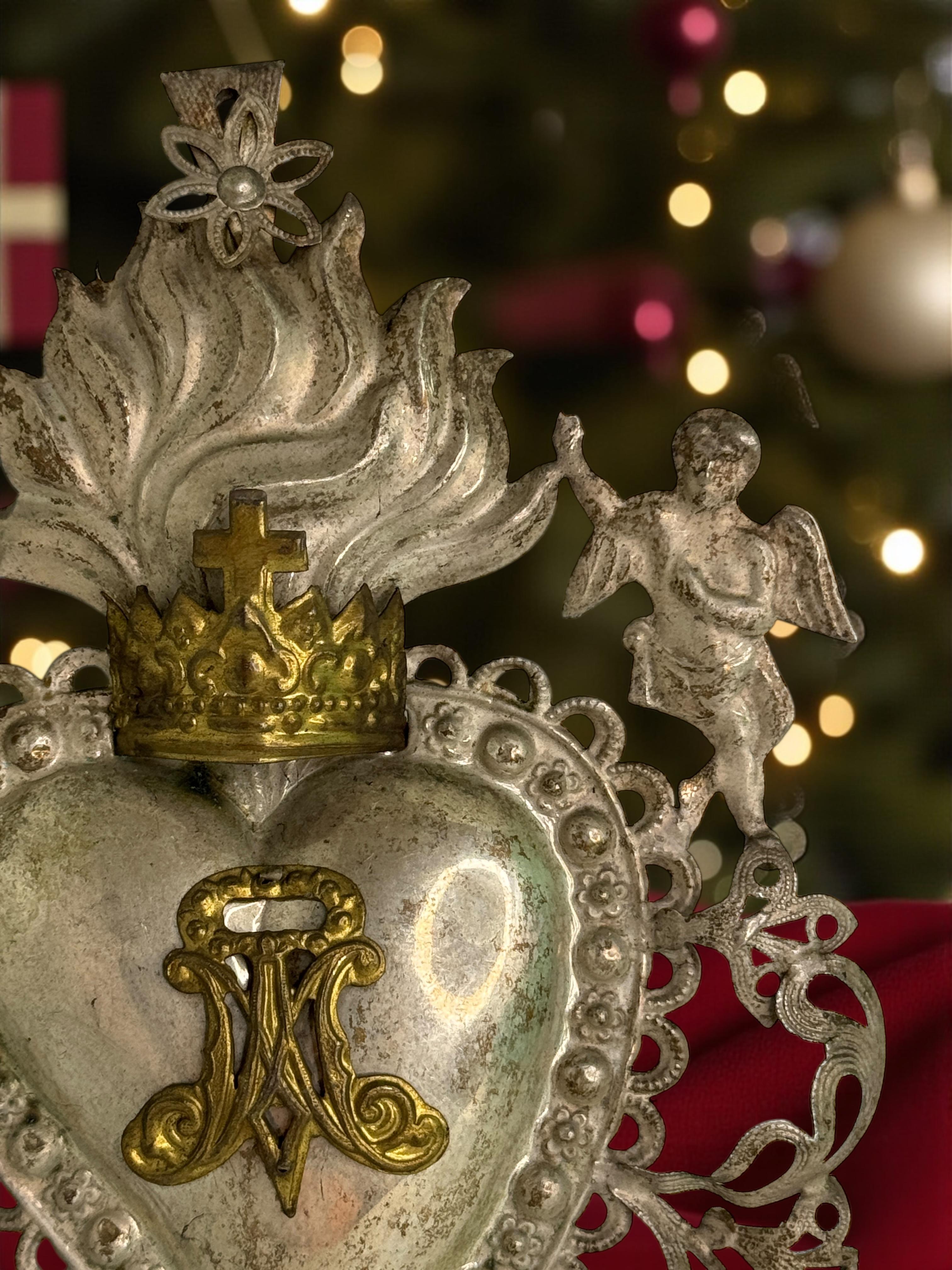 Bellissimo ex voto in argento con angelo cherubino, antico europeo, 1880 in vendita 4