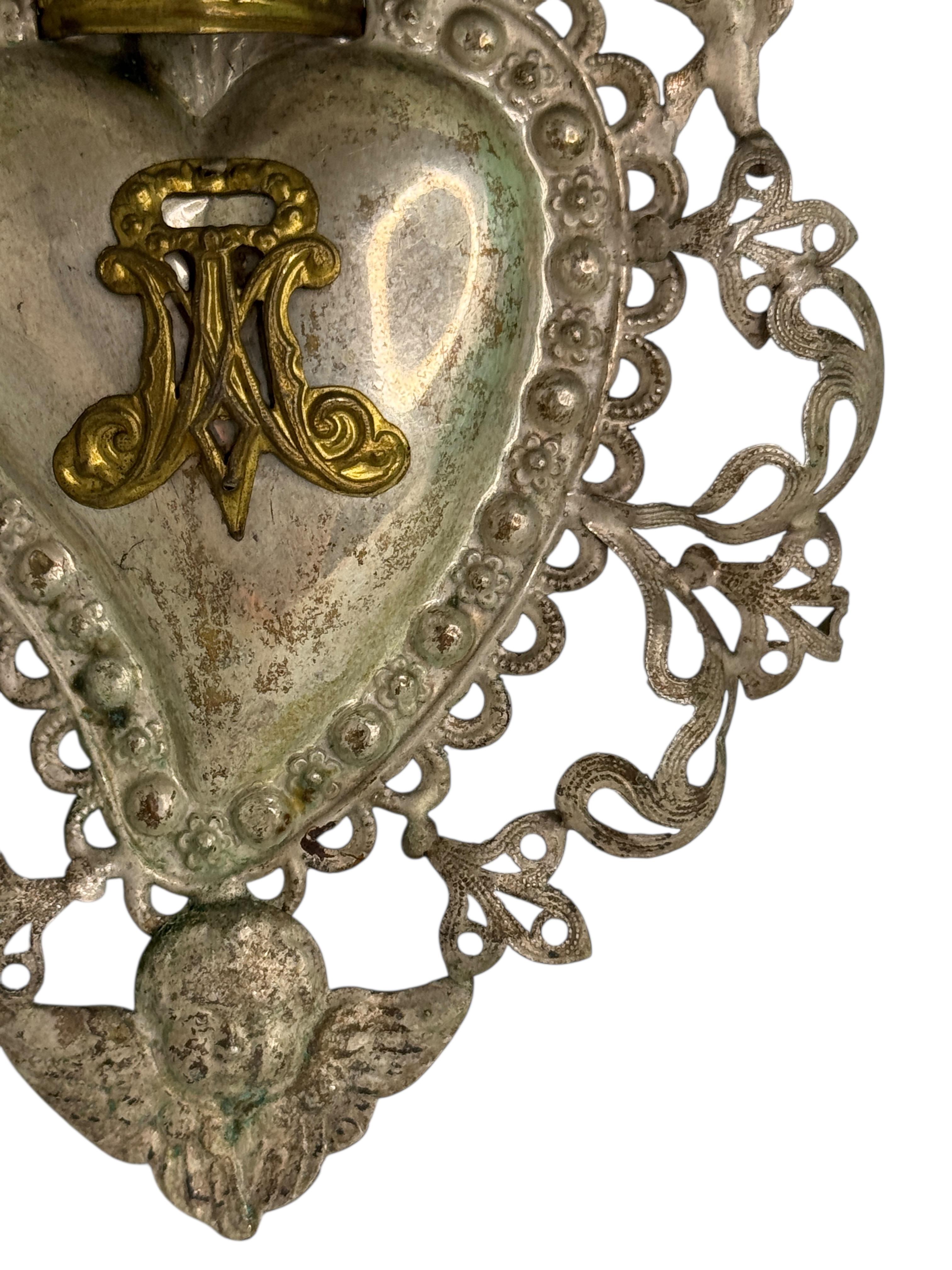 Art Nouveau Bellissimo ex voto in argento con angelo cherubino, antico europeo, 1880 in vendita