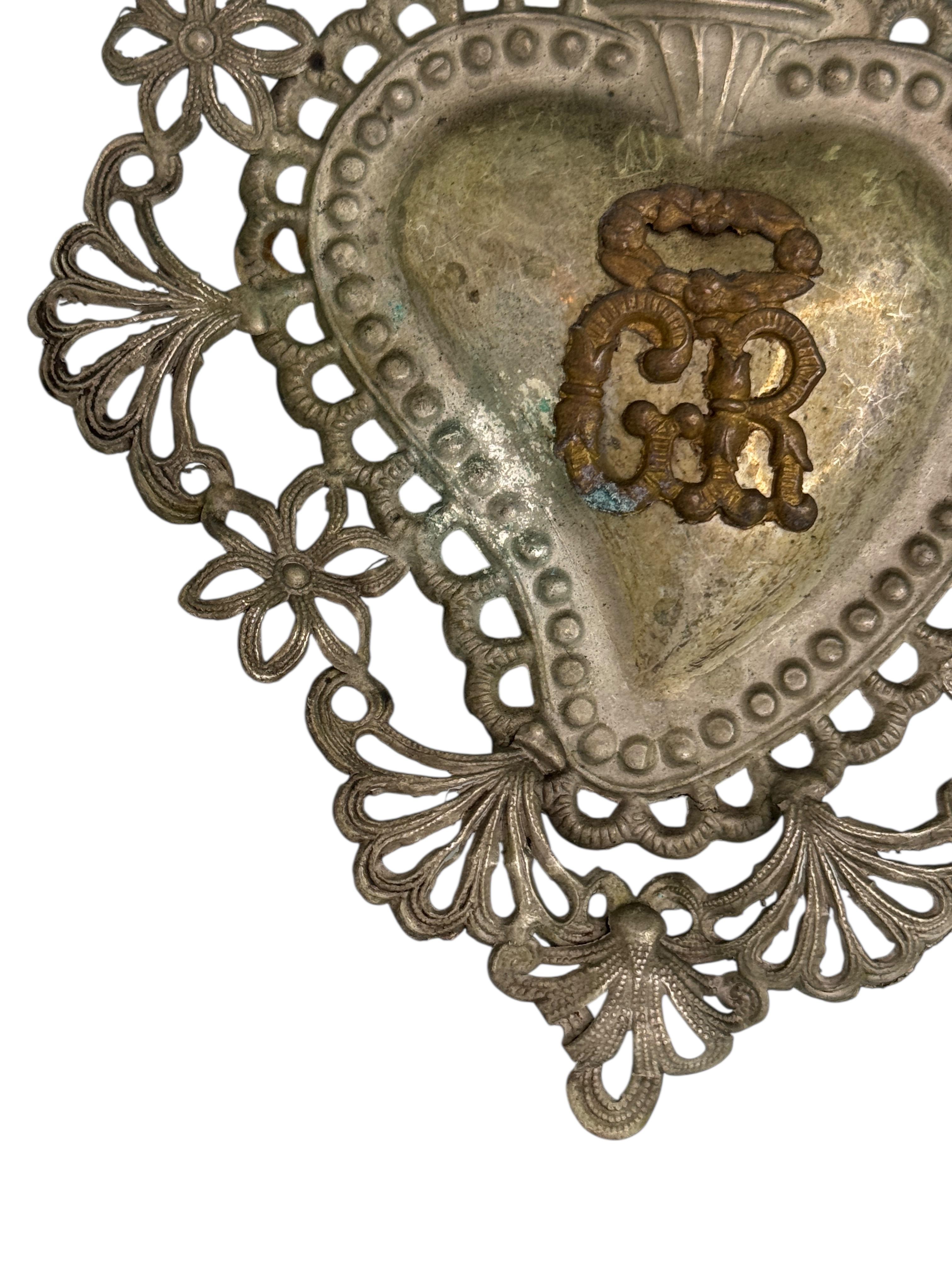 Art nouveau Magnifique évoto du Sacré-Cœur avec ange chérubin, européen ancien, années 1890 en vente