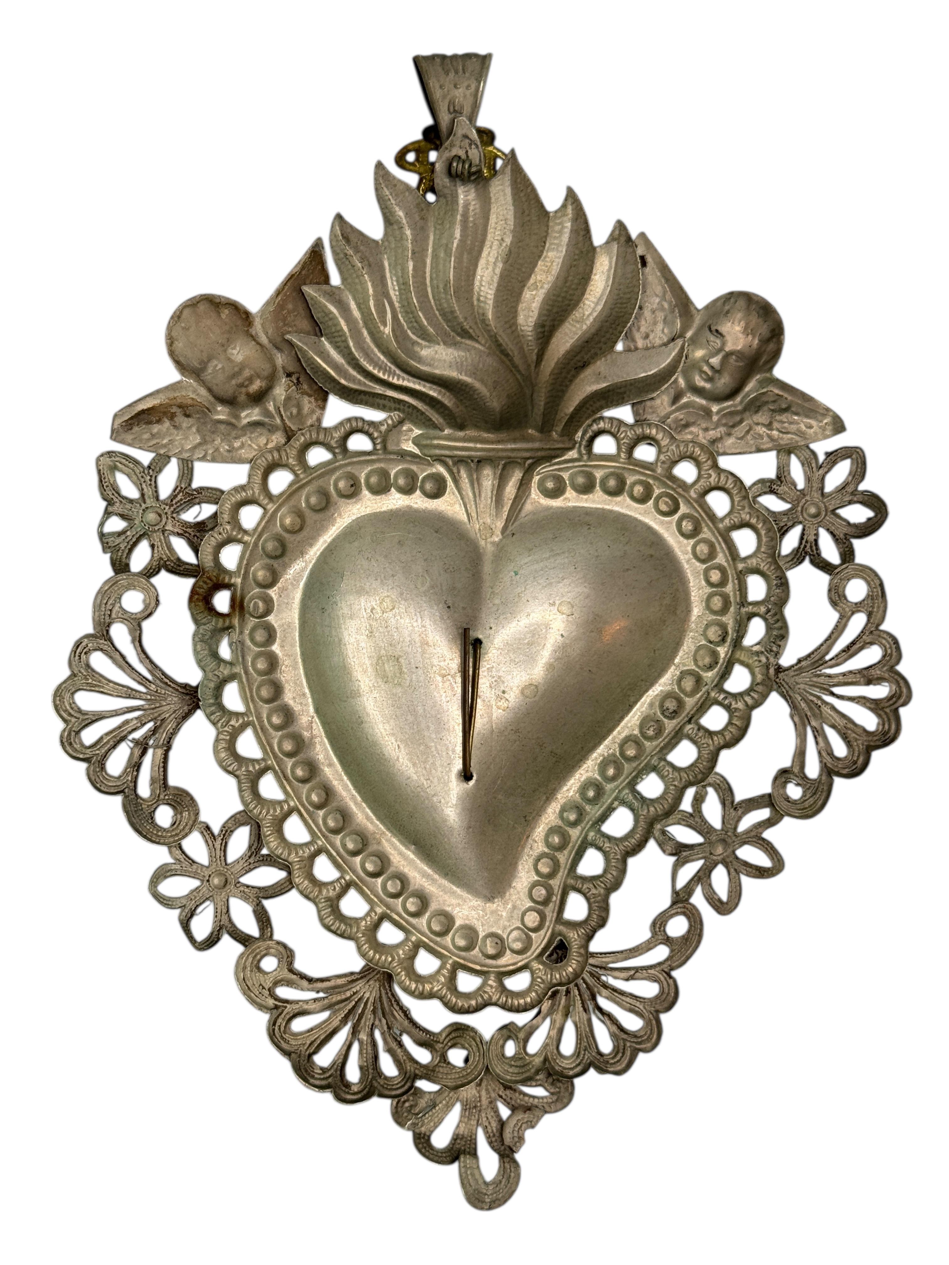 XIXe siècle Magnifique évoto du Sacré-Cœur avec ange chérubin, européen ancien, années 1890 en vente