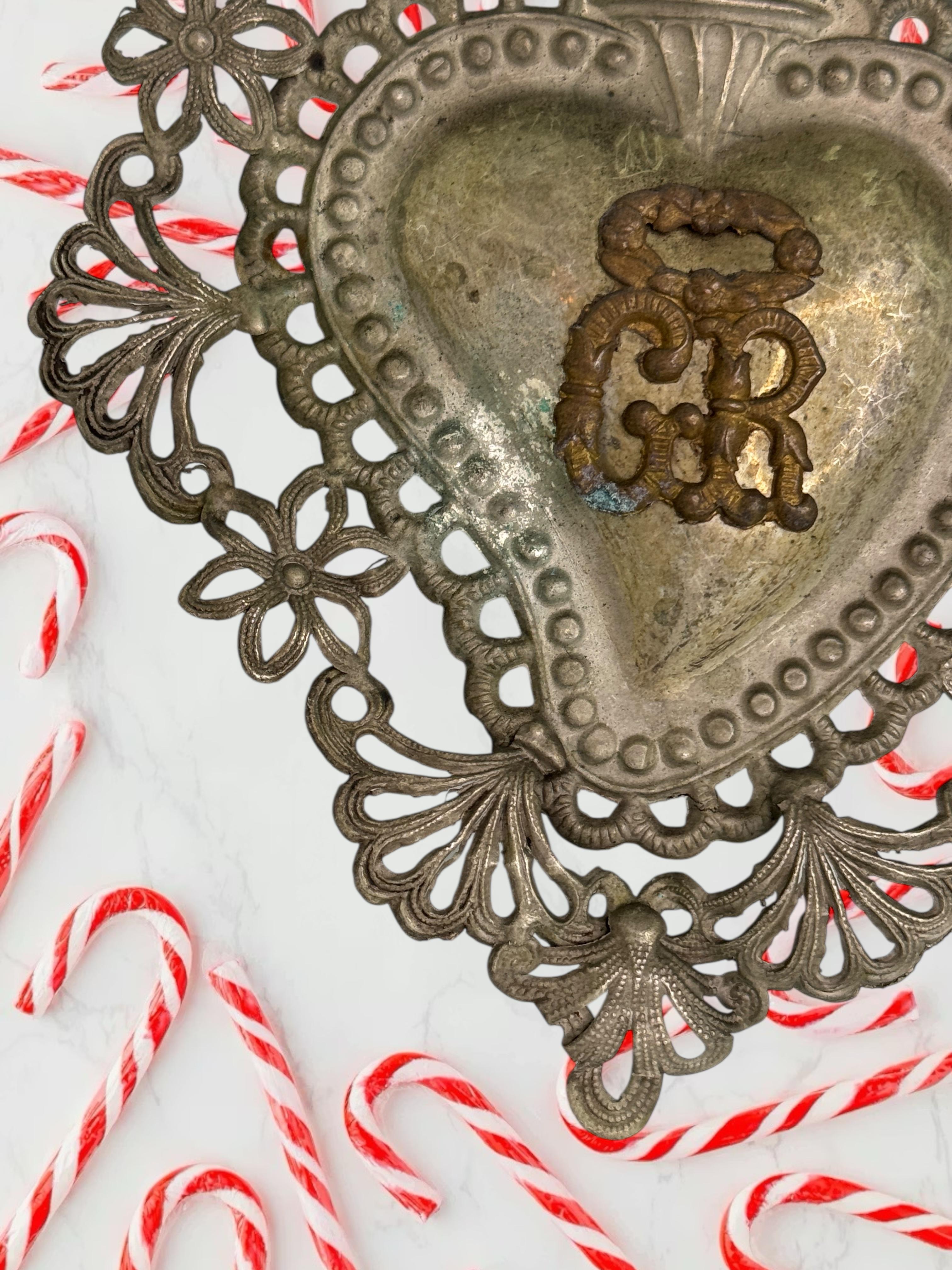 Magnifique évoto du Sacré-Cœur avec ange chérubin, européen ancien, années 1890 en vente 1