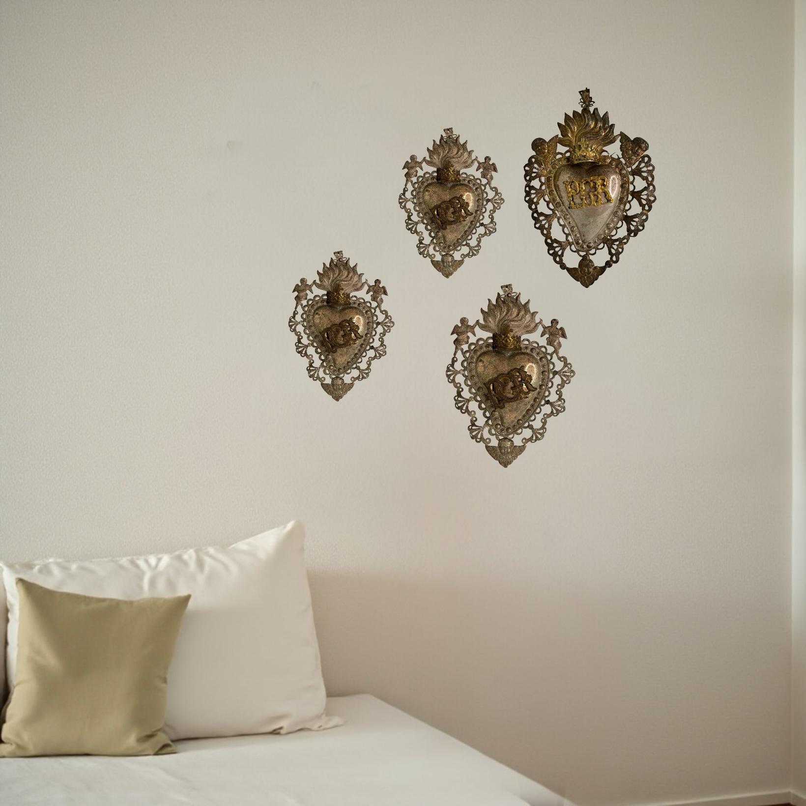 Magnifique évoto du Sacré-Cœur avec ange chérubin, européen ancien, années 1900 en vente 5