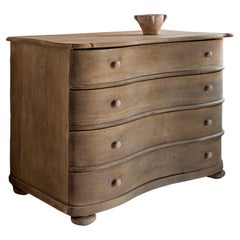 Beautiful Simple Northern 18th Century Baroque Commode Galbée in Bleached Oak
