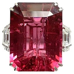 18.2 carats Rubellite with Natural Diamonds Cocktail ring jewelry
