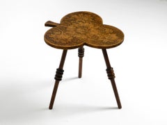 Beautiful small 1920s three-legged trefoil side table made of walnut
