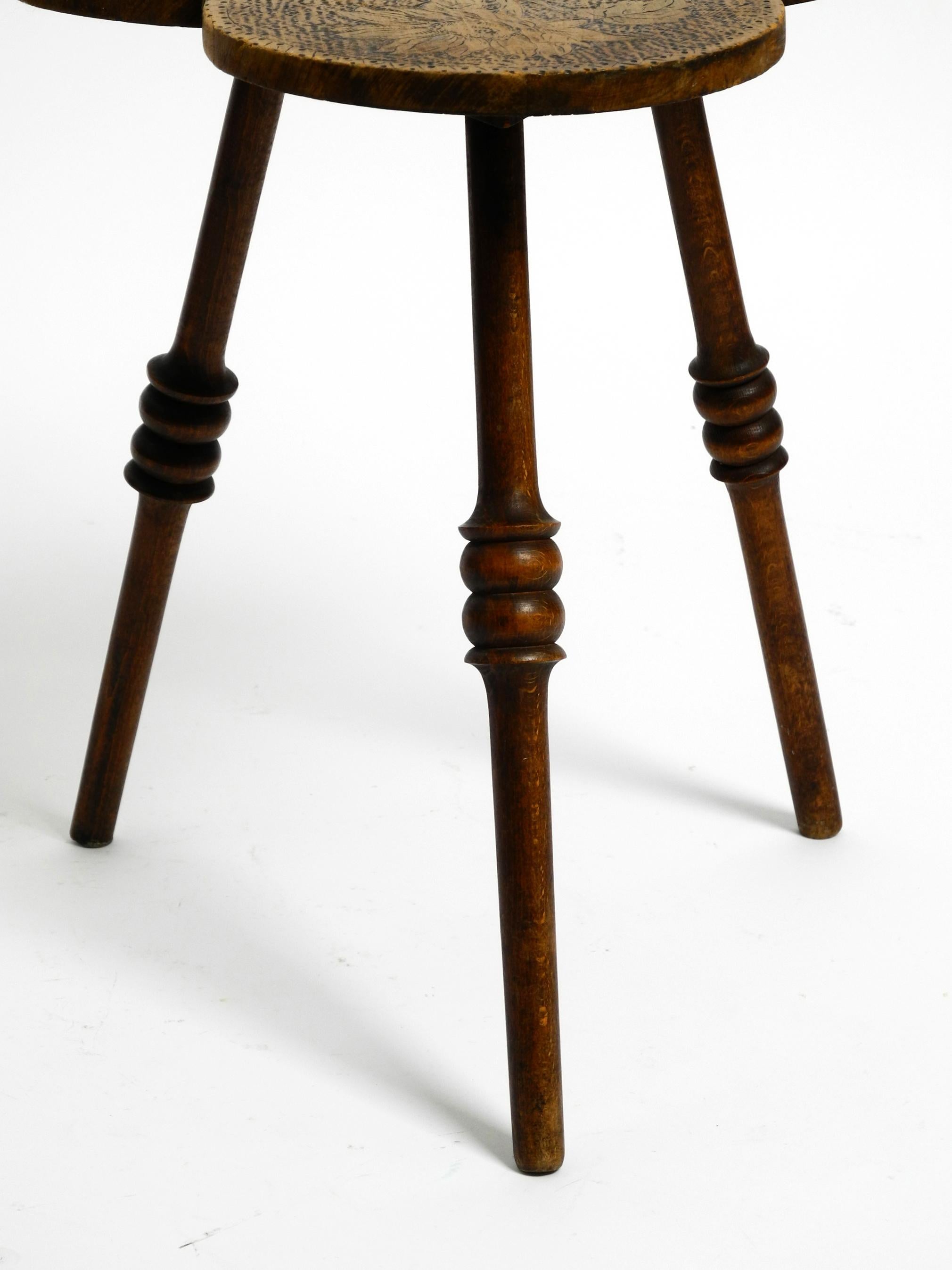 Beautiful small 1920s three-legged trefoil side table made of walnut 1