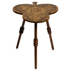 Beautiful small 1920s three-legged trefoil side table made of walnut