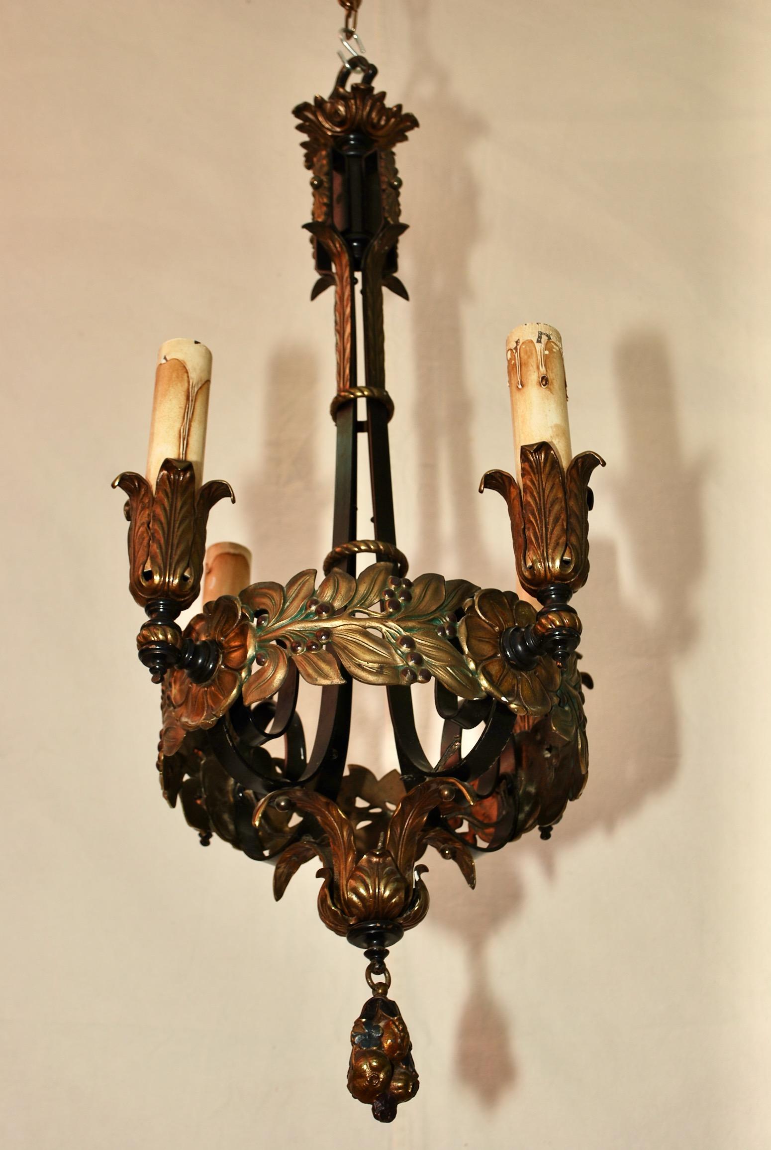 small antique brass chandelier