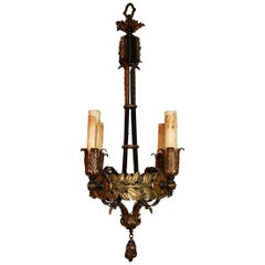 Antique Beautiful Small 1920s Wrought Iron/Brass Chandelier