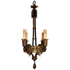 Beautiful Small 1920s Wrought Iron/Brass Chandelier