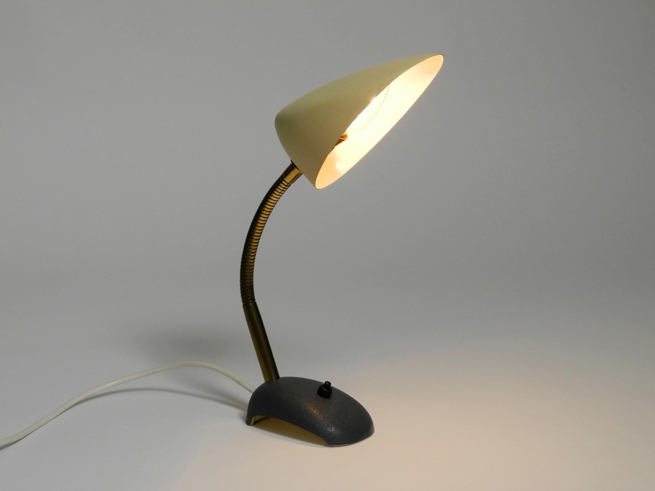 Beautiful small 1950s table lamp with metal gooseneck by Gebrüder Cosack Germany For Sale 7