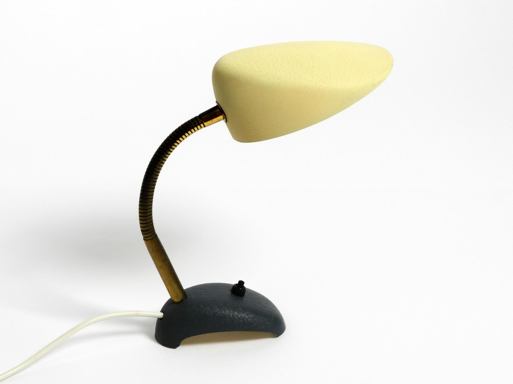 Beautiful small 1950s table lamp with metal gooseneck by Gebrüder Cosack Germany For Sale 8