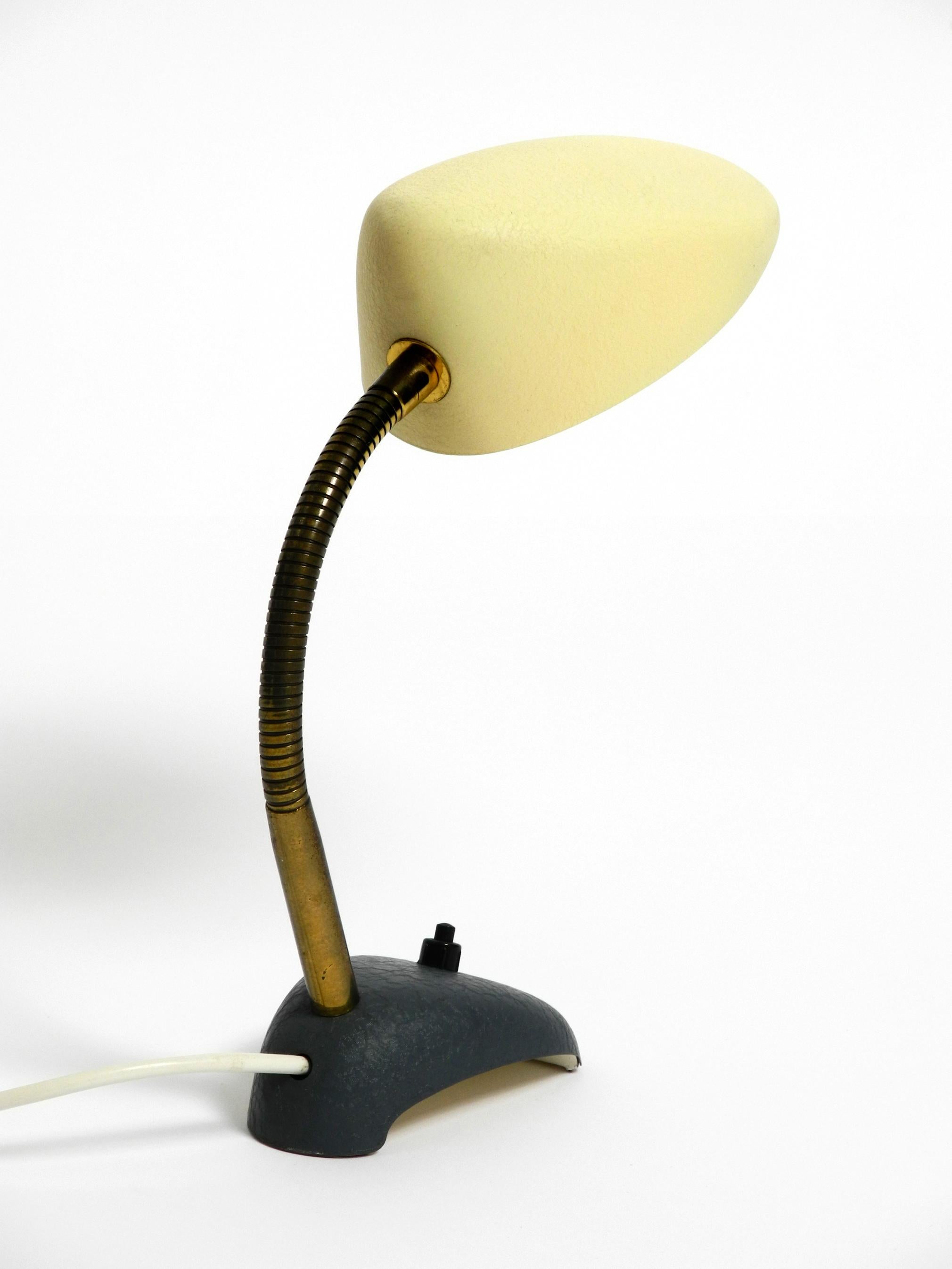 Beautiful small 1950s table lamp with metal gooseneck by Gebrüder Cosack Germany For Sale 10
