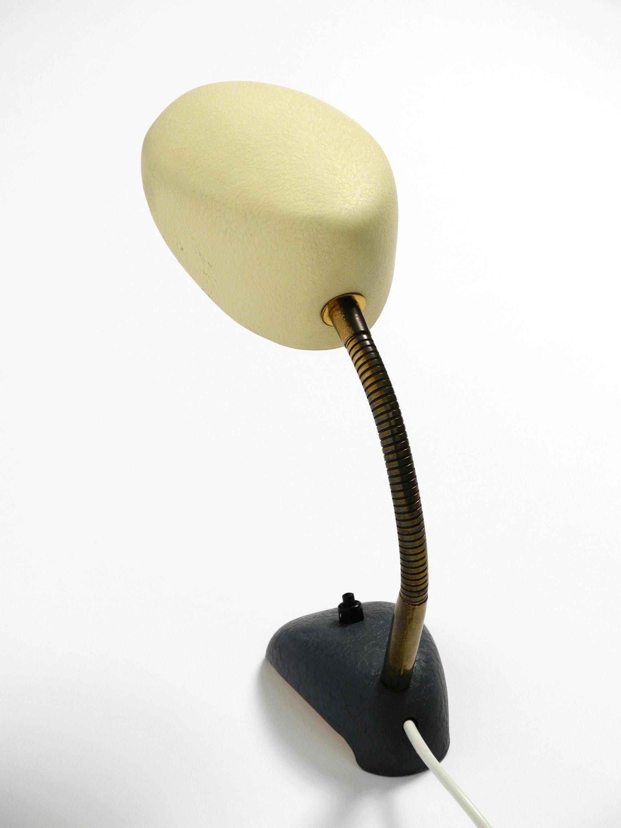 Beautiful small 1950s table lamp with metal gooseneck by Gebrüder Cosack Germany For Sale 1