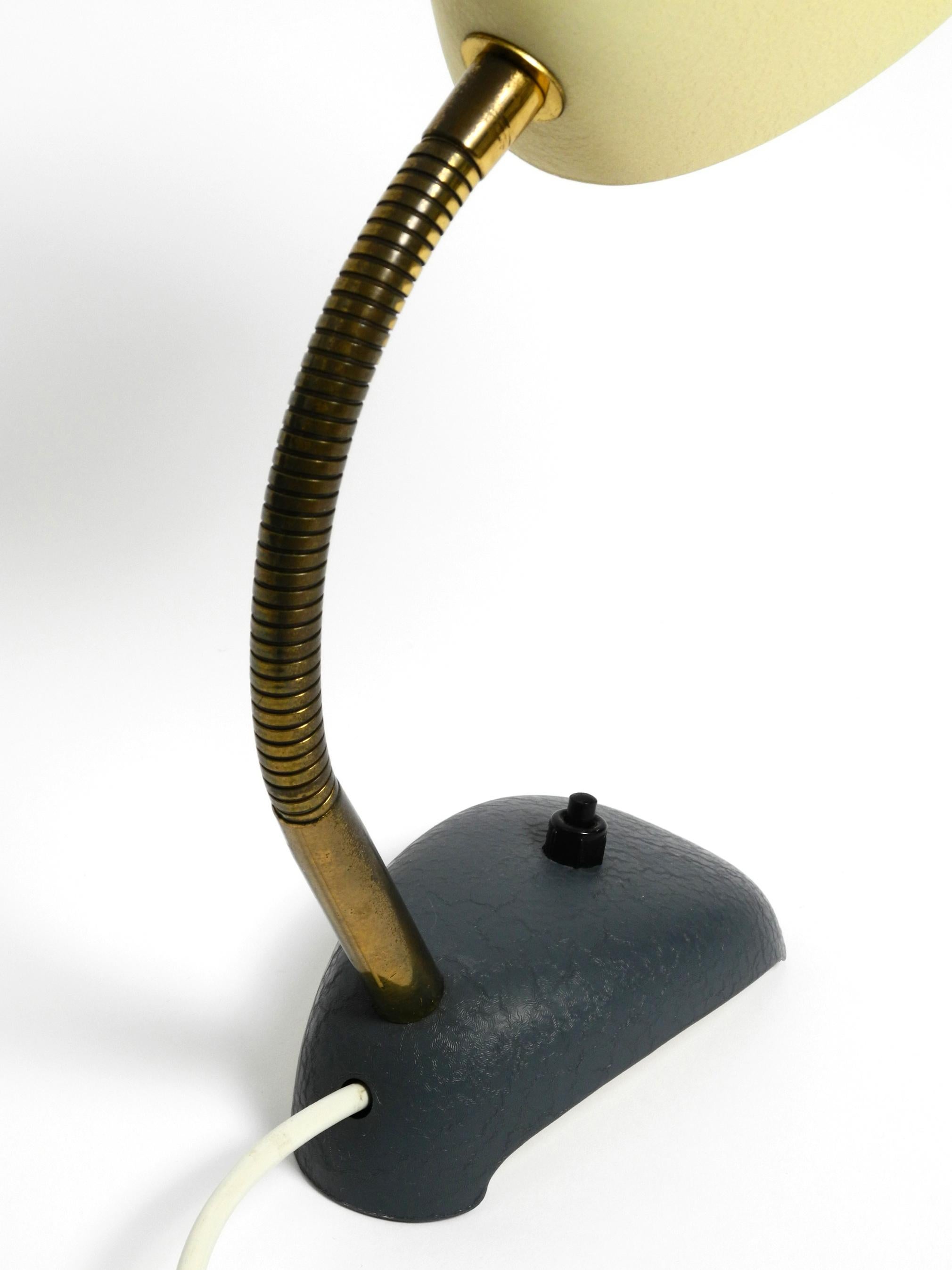 Beautiful small 1950s table lamp with metal gooseneck by Gebrüder Cosack Germany For Sale 2