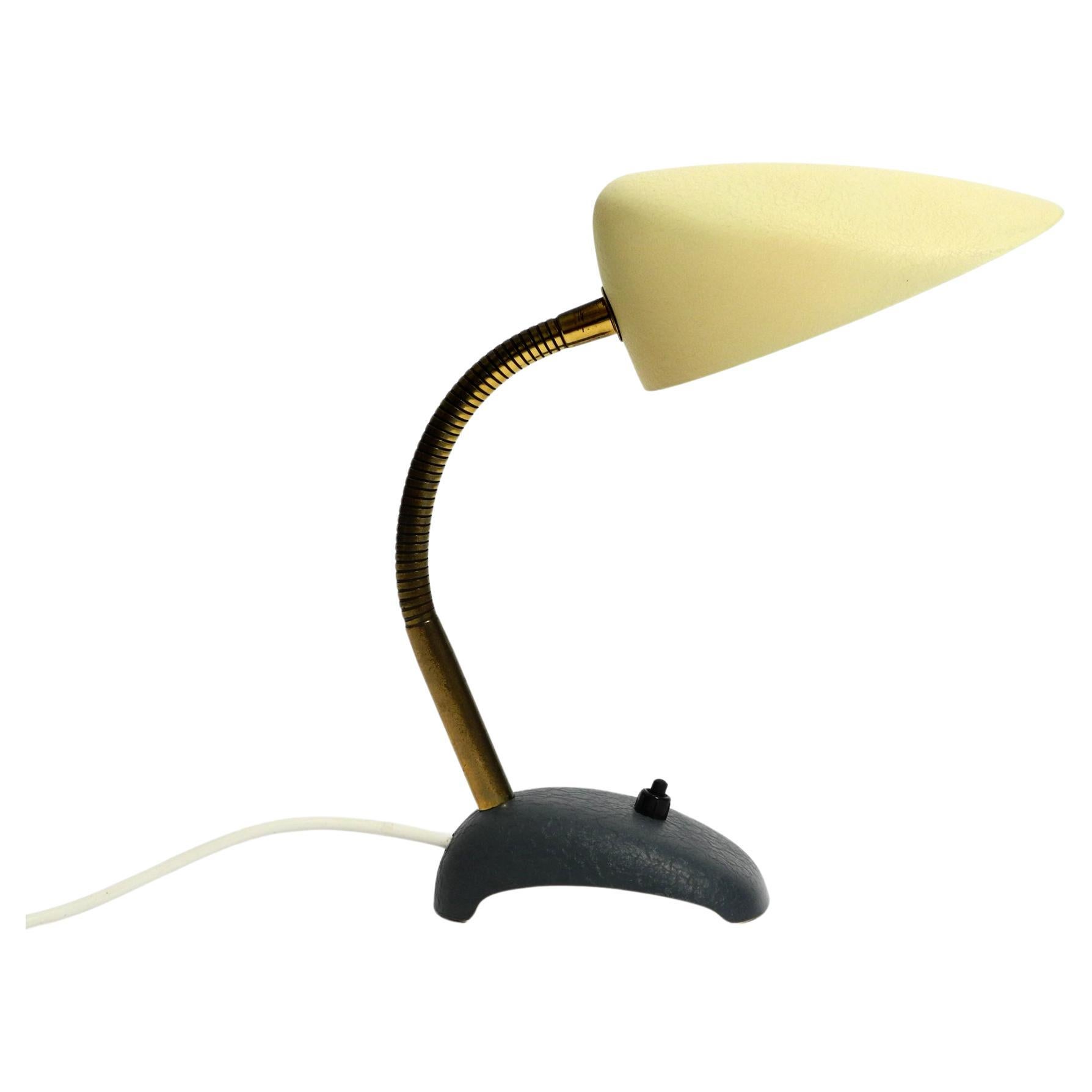 Beautiful small 1950s table lamp with metal gooseneck by Gebrüder Cosack Germany For Sale