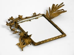 Beautiful Small Asymmetrical 1900s Floral Gilded Bronze Wall Mirror Rococo