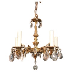 Beautiful Small Brass/glass chandelier