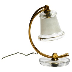 Beautiful Small Italian Table Lamp Made of Brass with a Glass Shade and Base