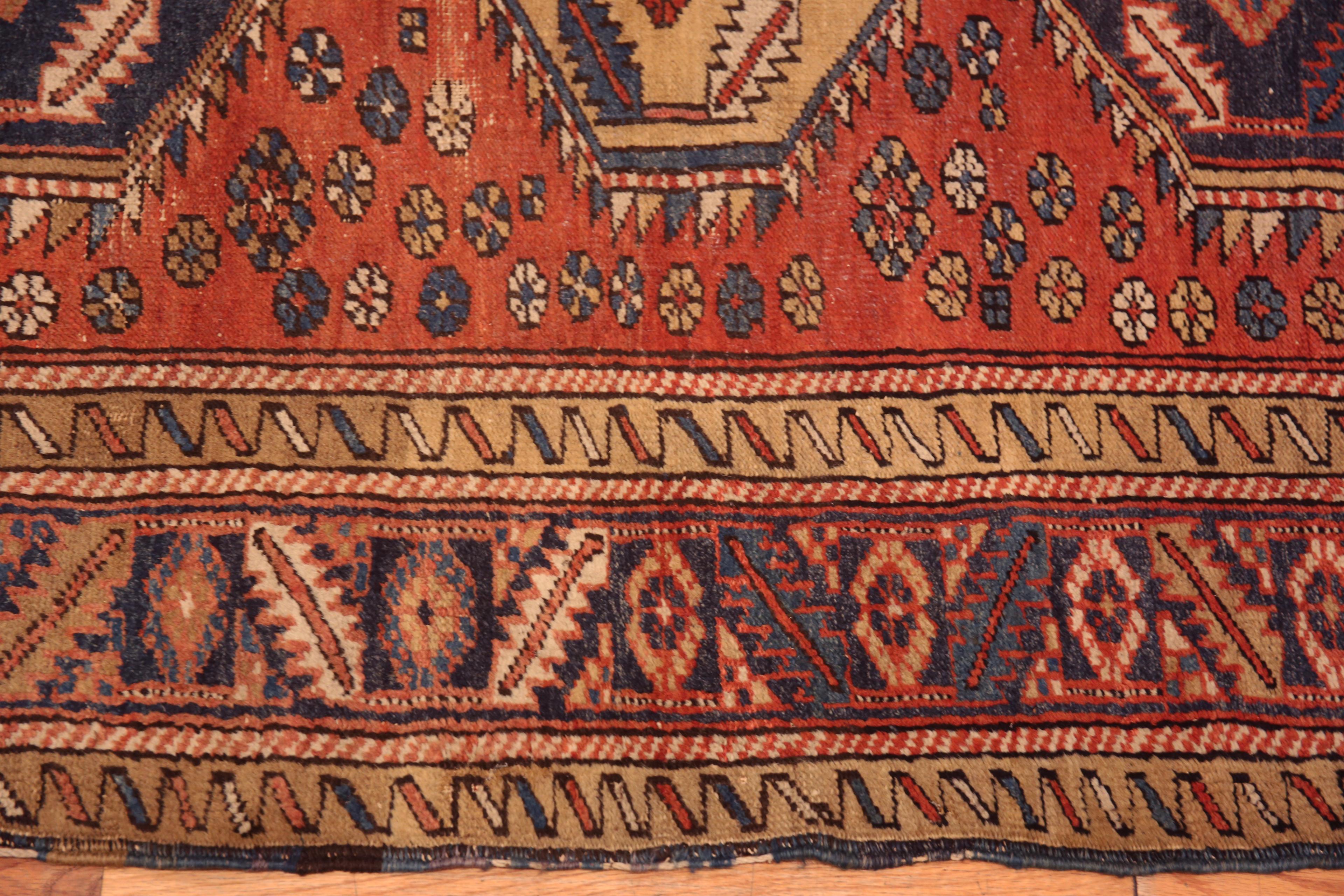 Beautiful Small Rustic Geometric Tribal Antique Persian Heriz Rug 3'10