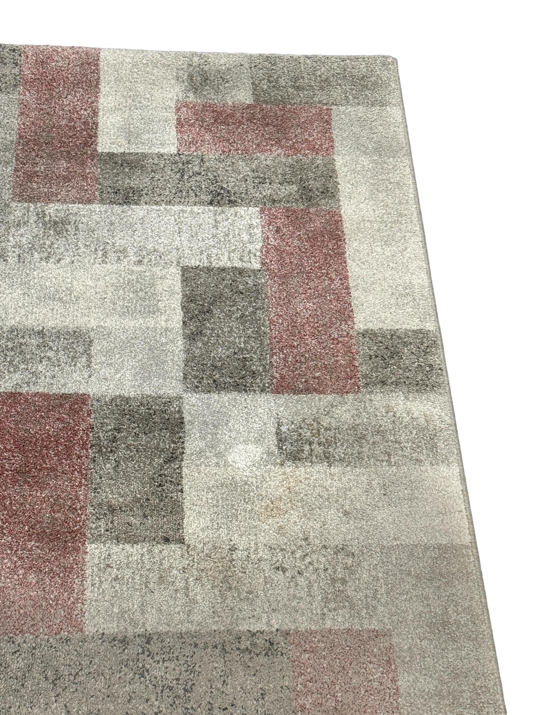 Belgian Beautiful smaller Vintage Grey and Pink Modern Rya Rug Belgium, 1980s For Sale