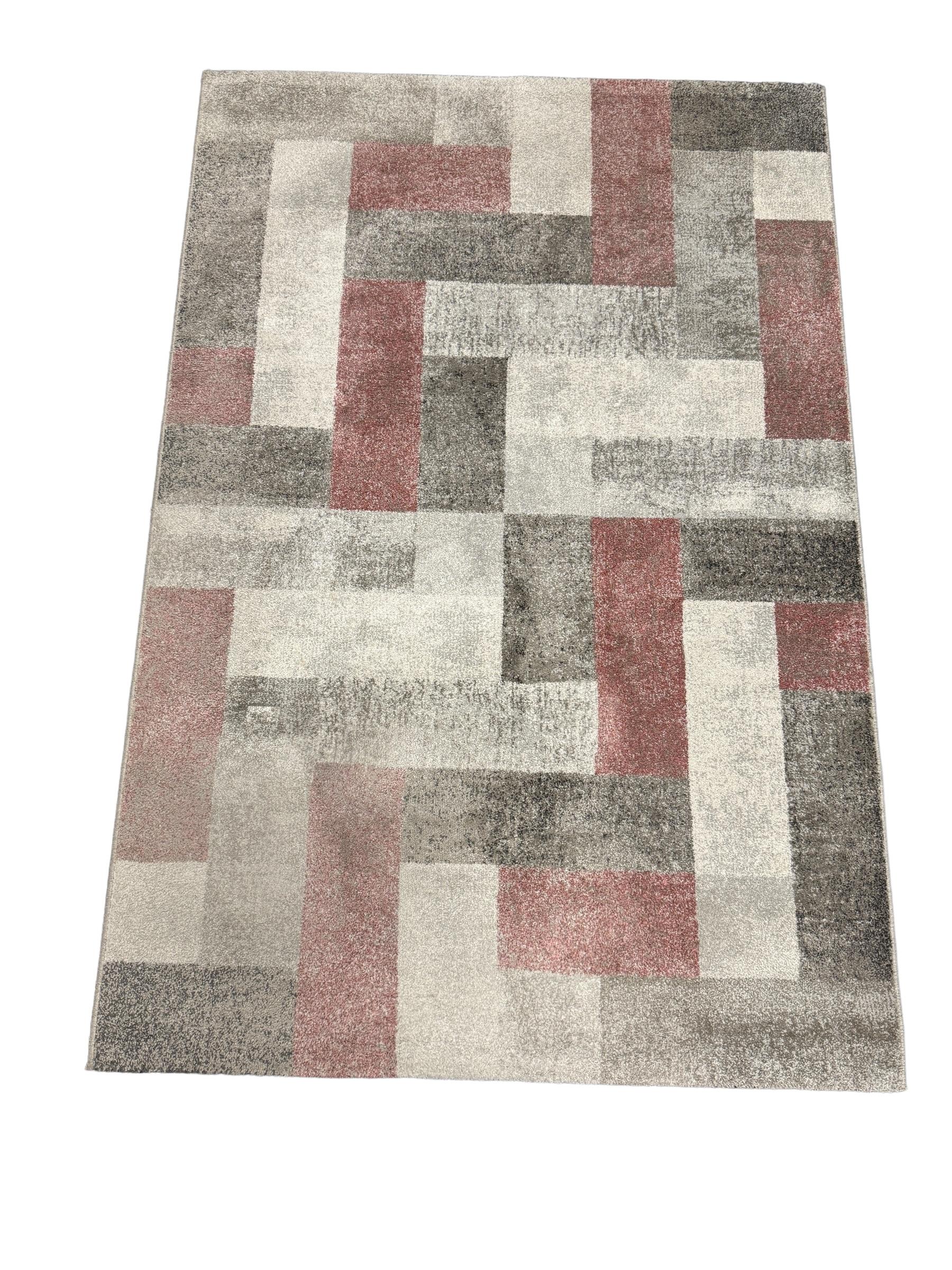 Late 20th Century Beautiful smaller Vintage Grey and Pink Modern Rya Rug Belgium, 1980s For Sale