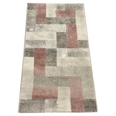 Beautiful smaller Vintage Grey and Pink Modern Rya Rug Belgium, 1980s