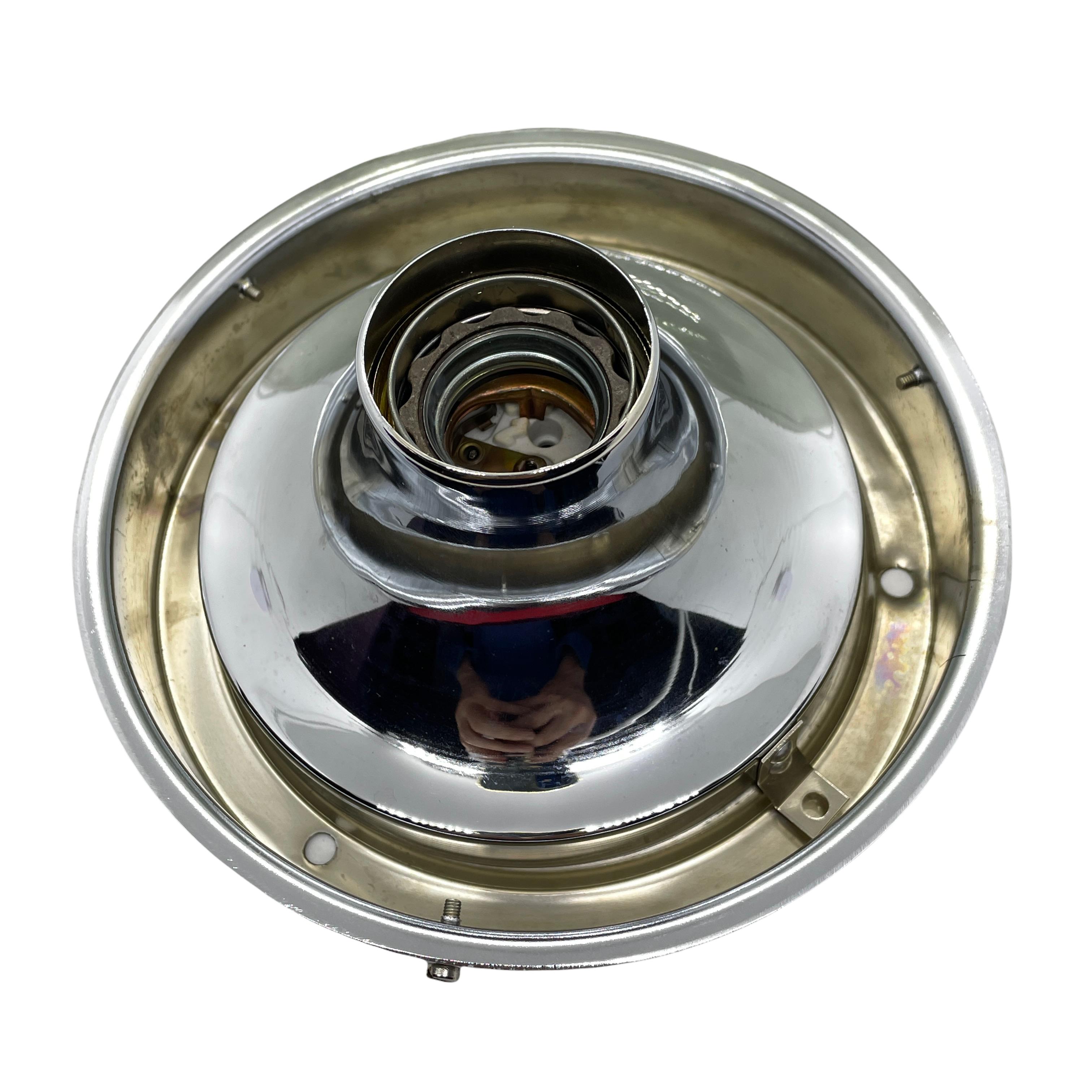 Metal Beautiful grey Smoked Glass and Chrome Glashuette Limburg Flush Mount For Sale