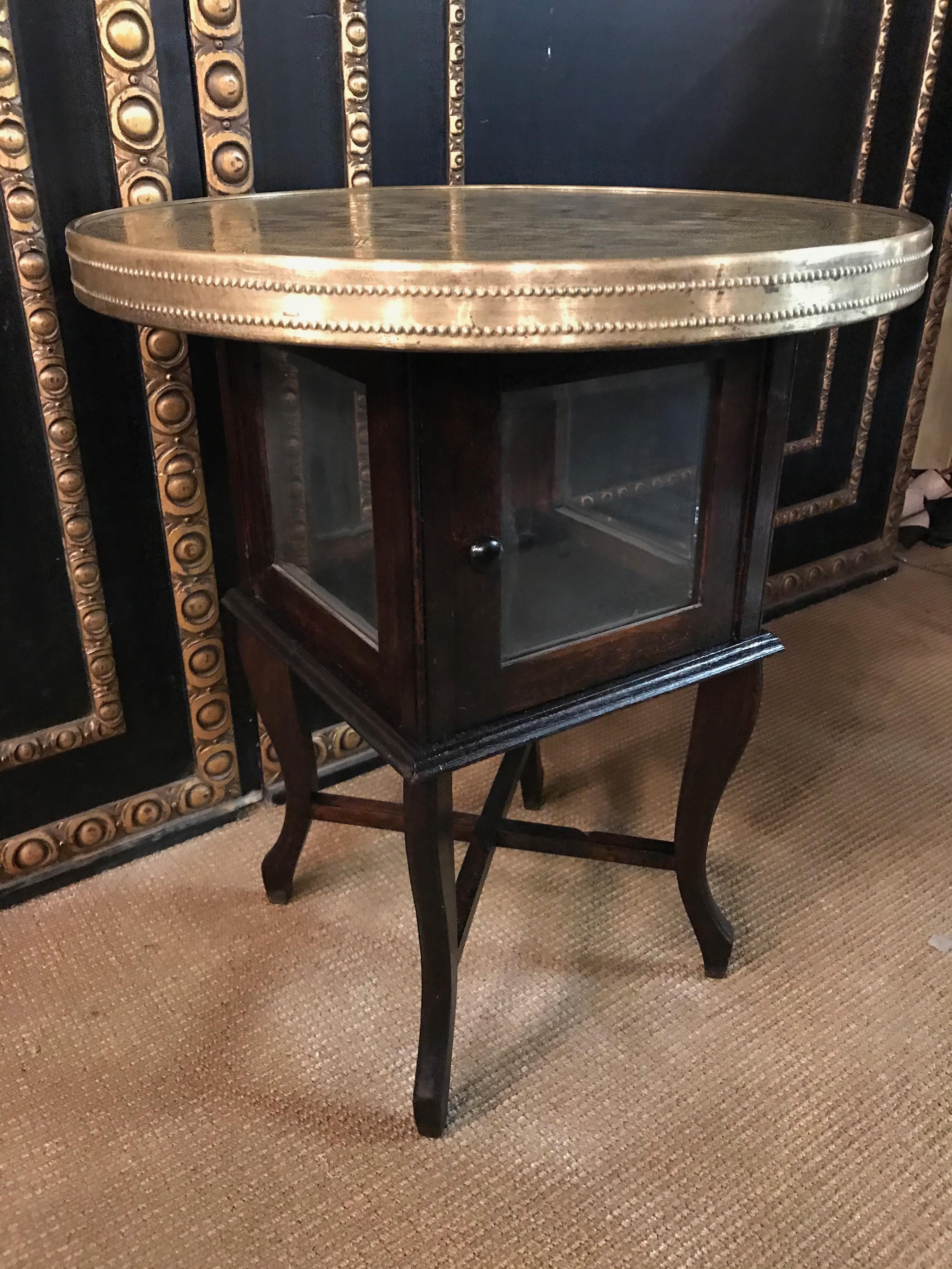 German Beautiful Smoking Table with Brass Top For Sale