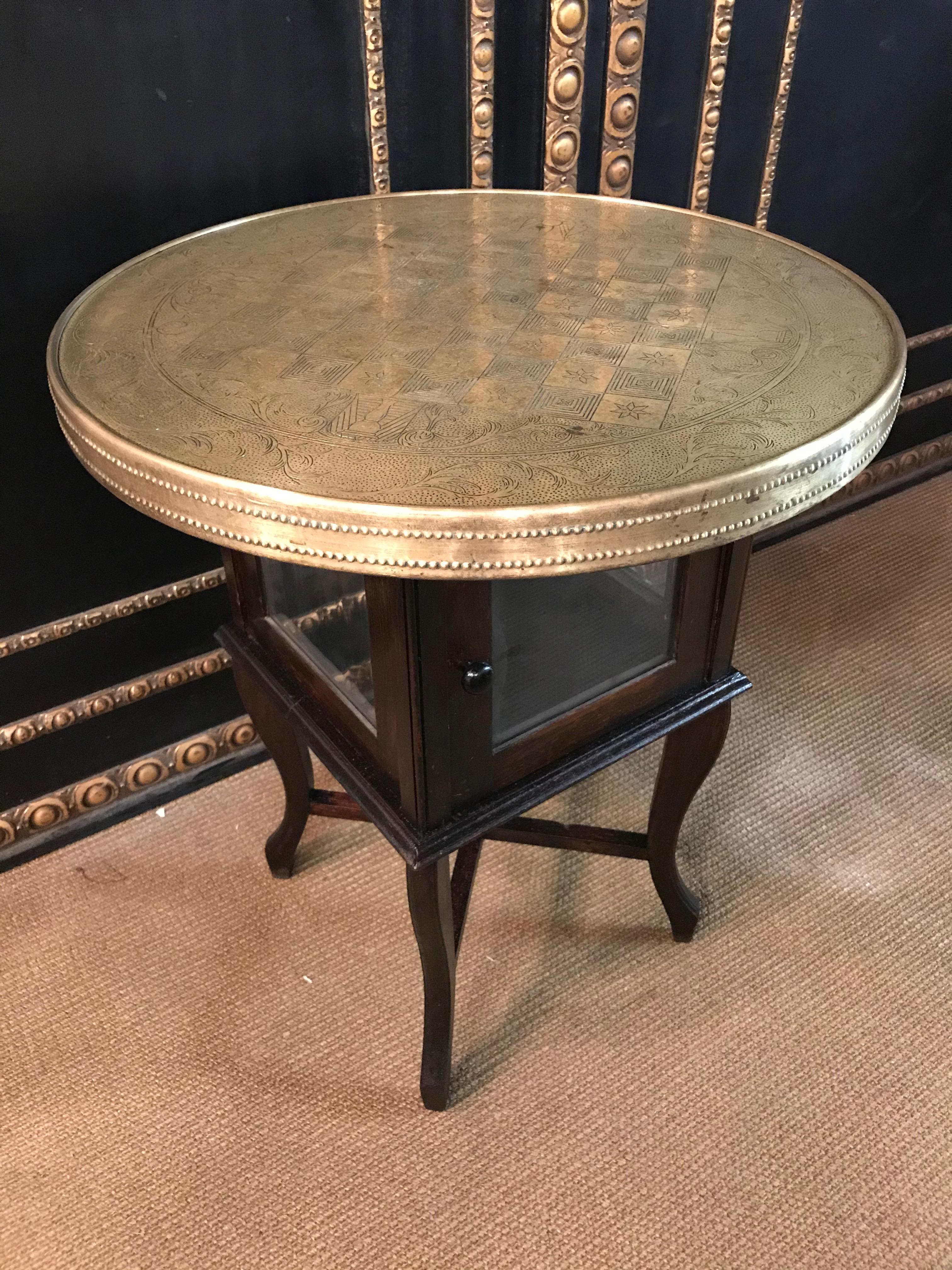 20th Century Beautiful Smoking Table with Brass Top For Sale