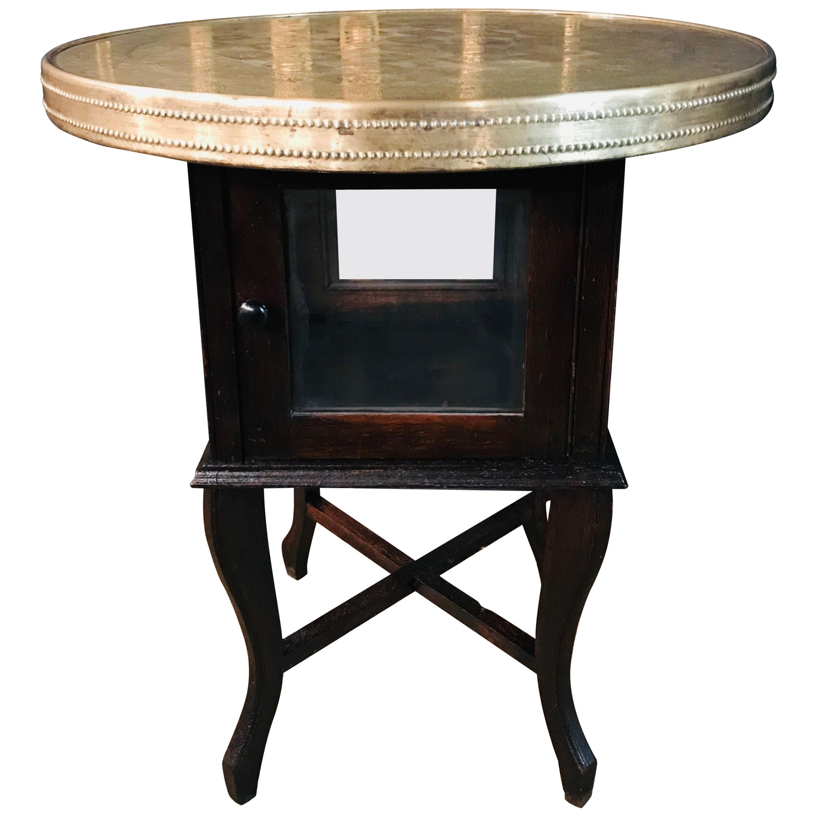 Beautiful Smoking Table with Brass Top For Sale