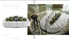 Beautiful Sofa Unique Design Silk Velvet Flowers on the Back Frame Solid Timber