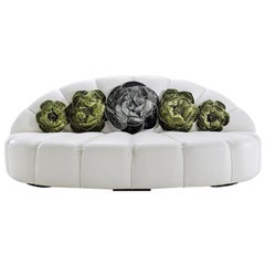 Beautiful Sofa Unique Design Silk Velvet Flowers on the Back Frame Solid Timber
