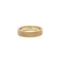 Beautiful Solid 14k Yellow Gold 4.1mm Matte Hammered Finish Band Ring