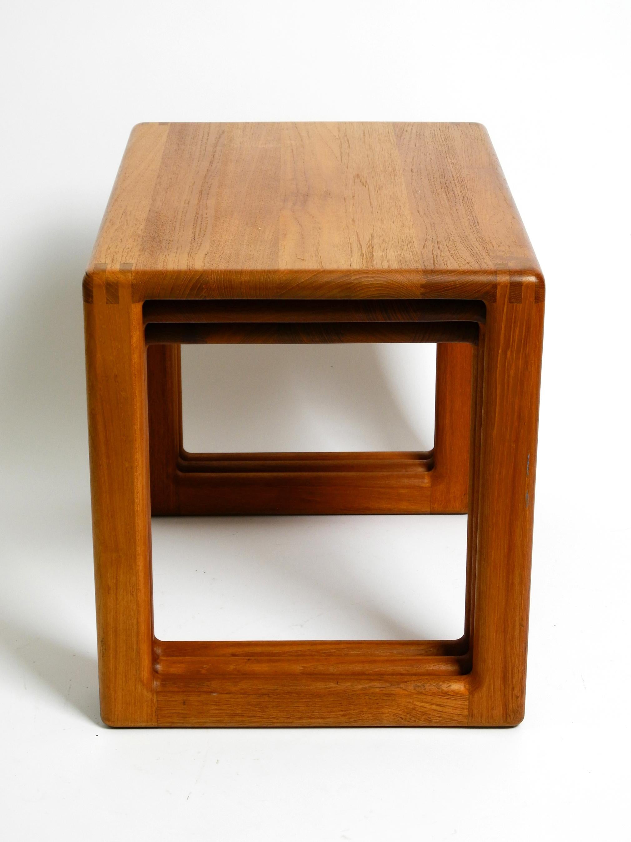 Beautiful solid Mid Century set of 3 teak wood nesting tables For Sale 9