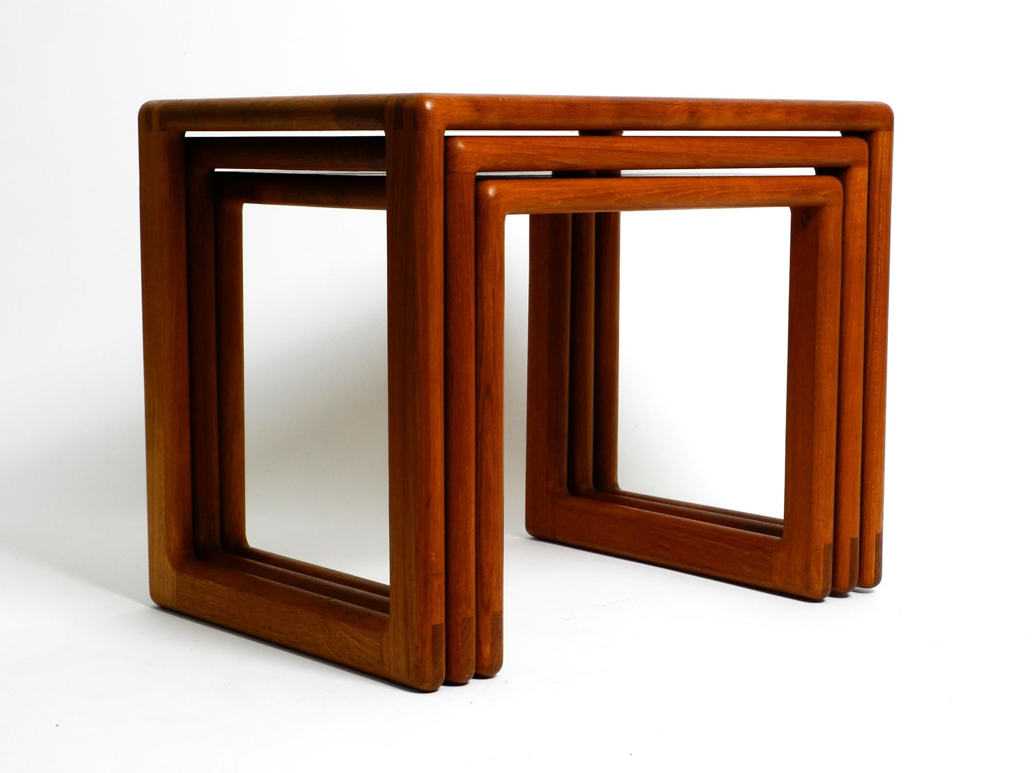 Beautiful solid Mid Century set of 3 teak wood nesting tables For Sale 10