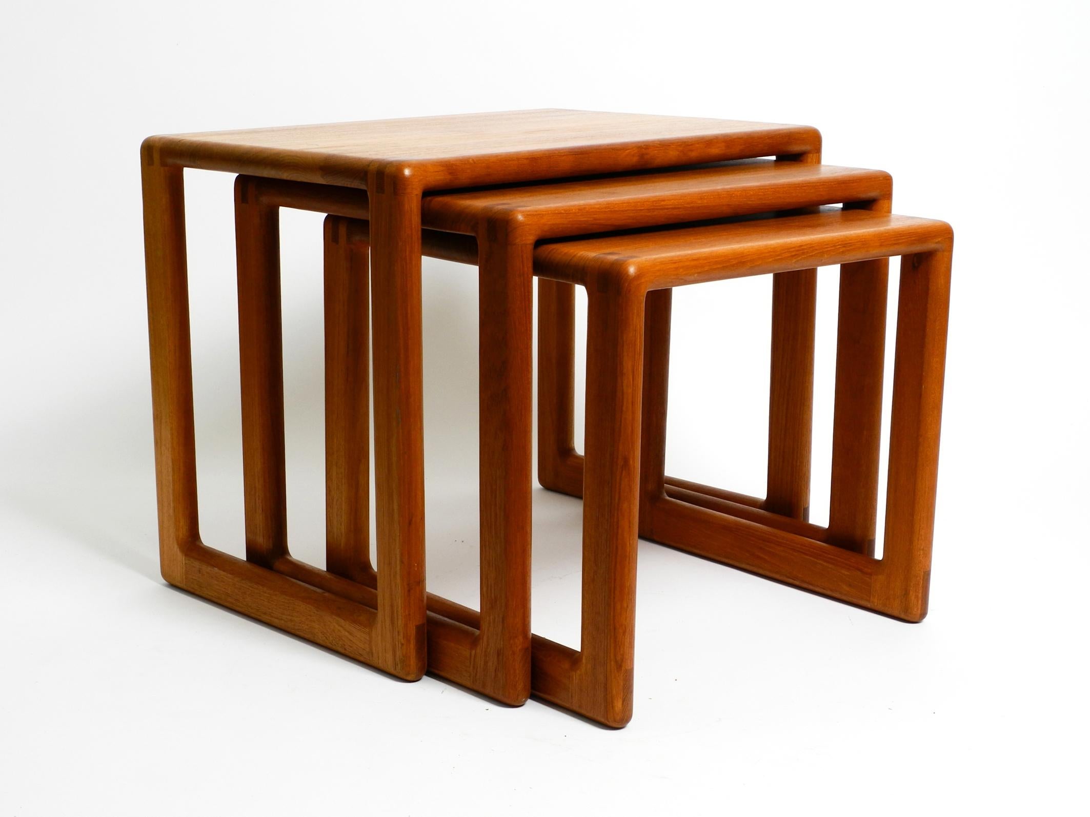 Beautiful solid Mid Century set of 3 teak wood nesting tables For Sale 13