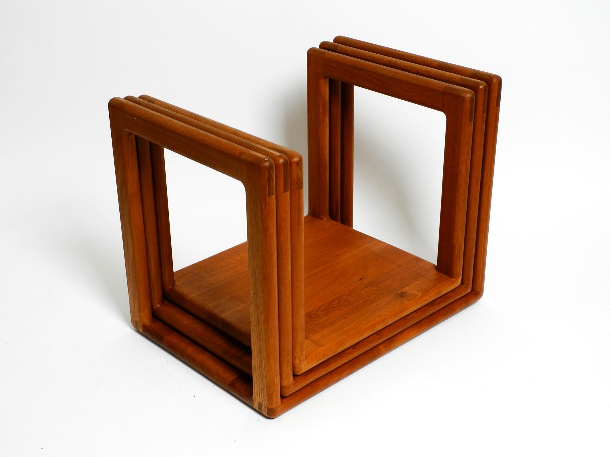 Teak Beautiful solid Mid Century set of 3 teak wood nesting tables For Sale