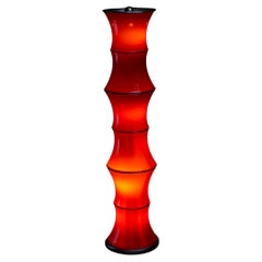 Beautiful Space Bamboo Floor Lamp in Red Glass 
