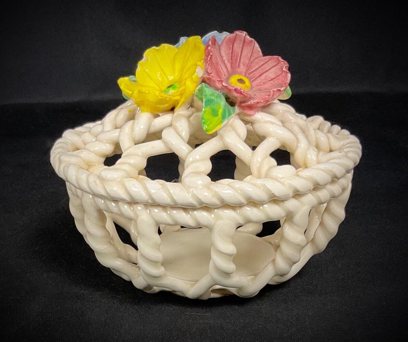 Beautiful Spanish Ceramic Candy Jar - Floral Design - 2Y553 For Sale 1