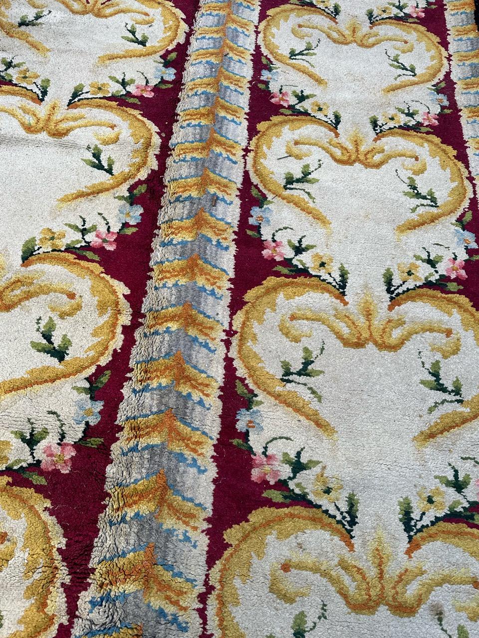 Bobyrug’s Beautiful special shape Spanish Savonnerie runner  In Good Condition For Sale In Saint Ouen, FR