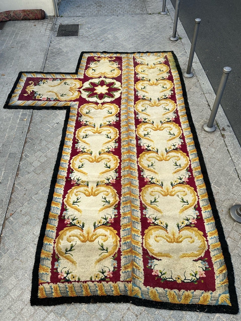 Bobyrug’s Beautiful special shape Spanish Savonnerie runner  For Sale