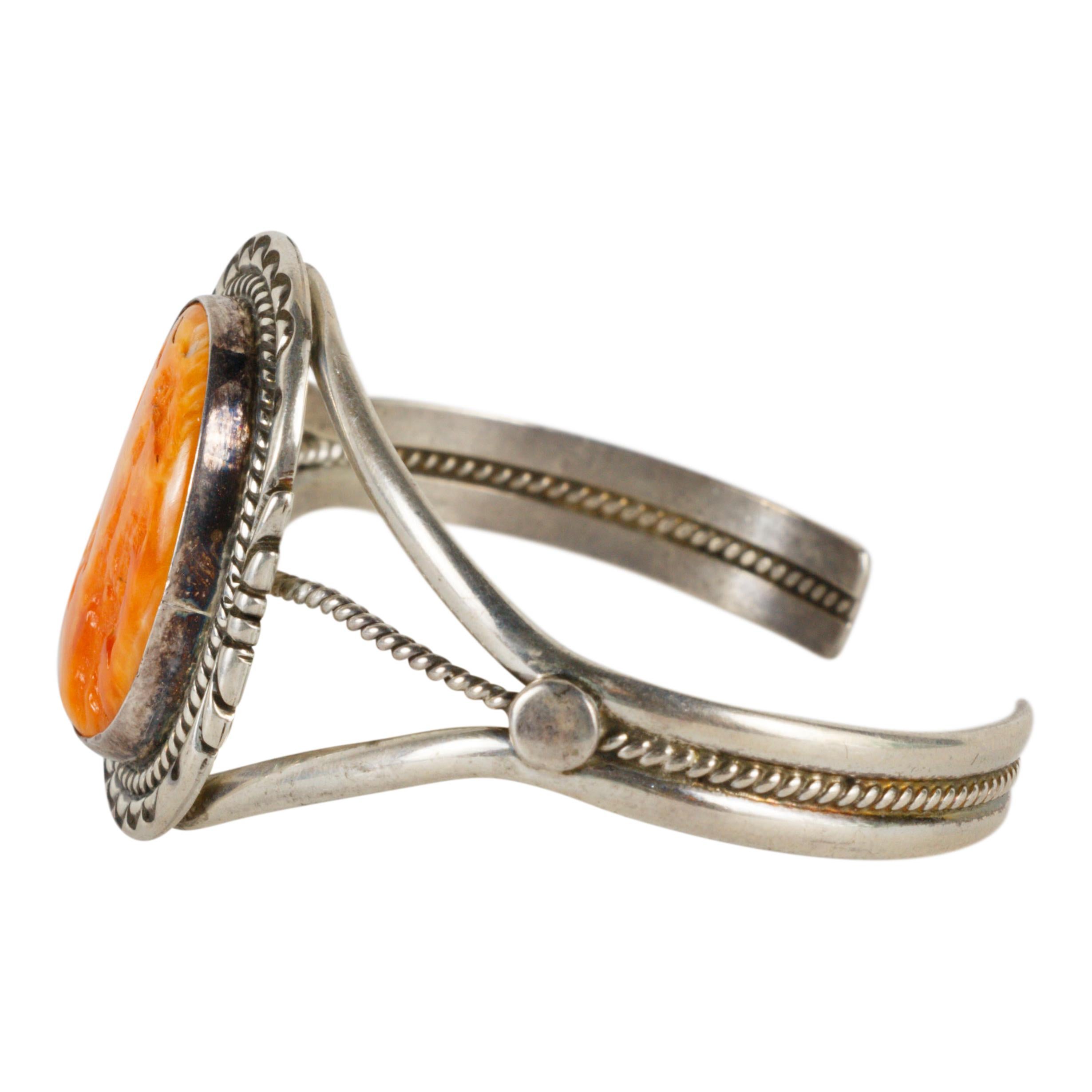 Women's or Men's Beautiful Spiny Oyster and Sterling Bracelet For Sale