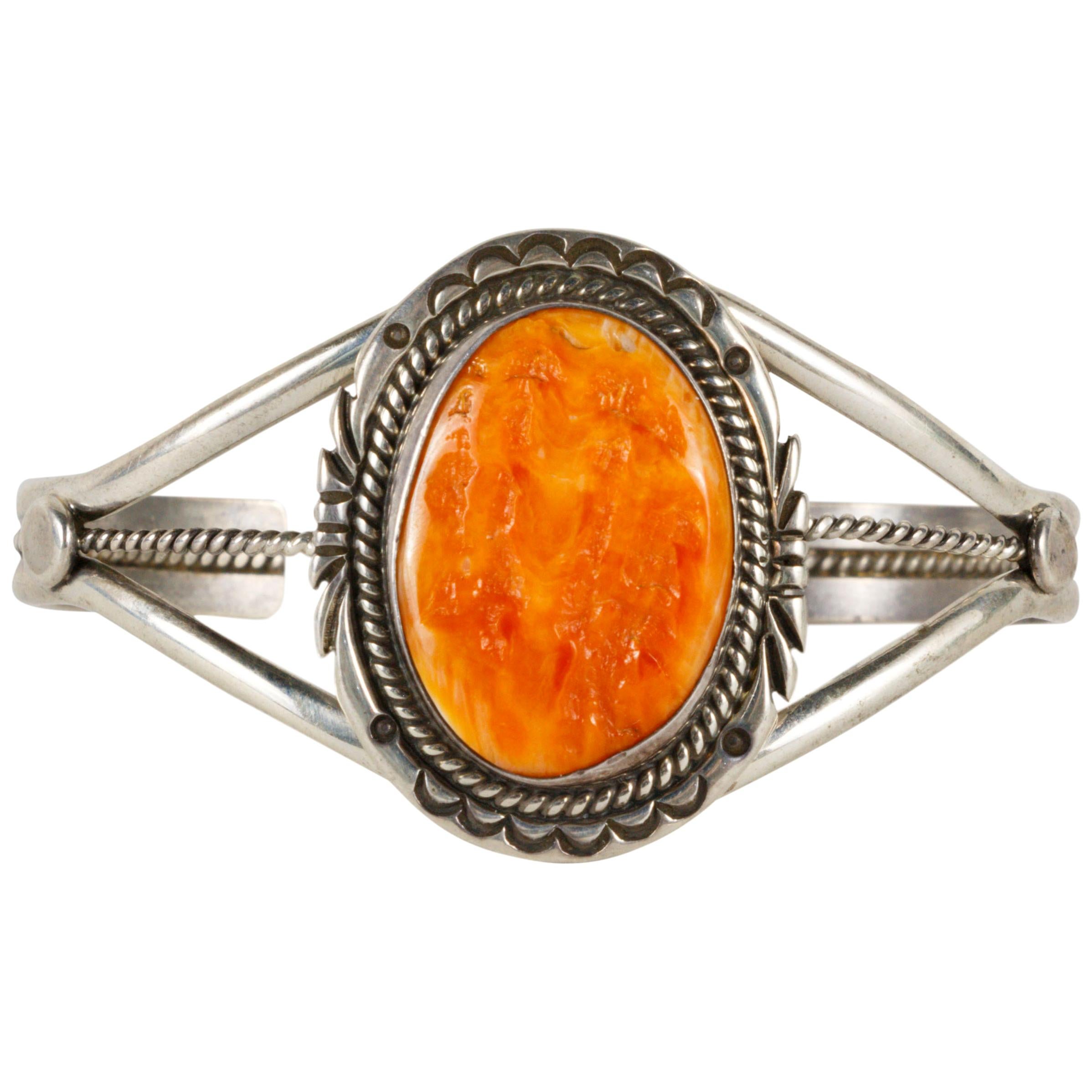 Beautiful Spiny Oyster and Sterling Bracelet