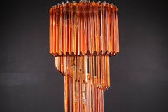 Beautiful Spiral Chandelier With Amber Tint Murano Glass By Venini