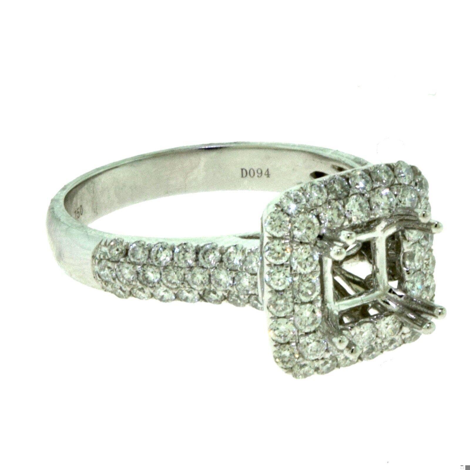 Square Cut Beautiful Square Halo Diamond Engagement Ring 18k White Gold, 1.3 TCW For Sale