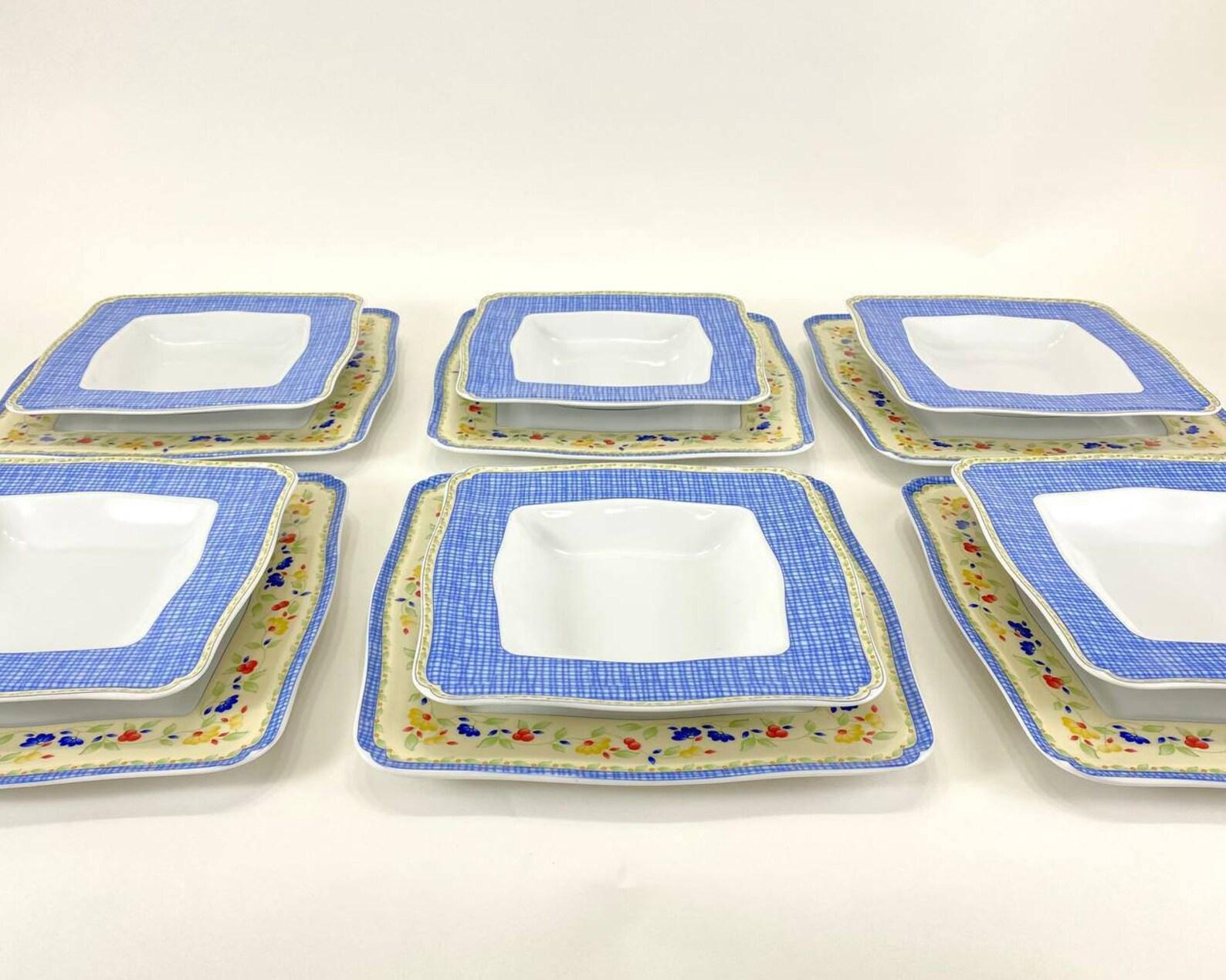 Mid-Century Modern Magnifiques assiettes carrées Van Well  Six assiettes de présentation en vente