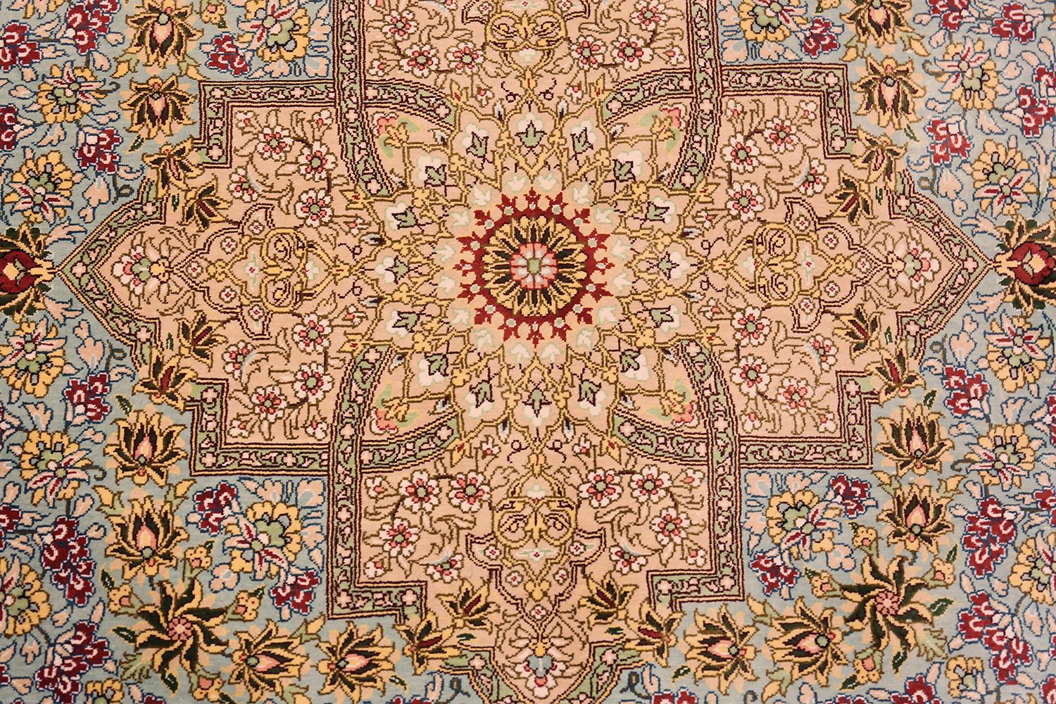 Tabriz Beautiful Square Silk Vintage Persian Qum Rug. 3 ft 1 in x 3 ft 3 in